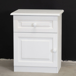 Прикроватная тумба с ящиком и дверью Харви с филенкой для спальни в викторианском стиле, тумба прикроватная деревянная белая с ящиком и дверцей на ножках напольная из массива сосны
