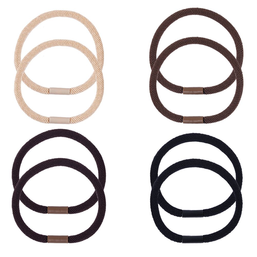 Резинки для волос НАБОР 6 шт., 0,4х14 см, чёрный, коричневый, бежевый, MONTE VITA, 457043