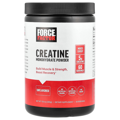 Force Factor, Моногидрат креатина, без добавок, 300 г (10,6 унции)