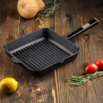 O282850G-P1 Сковорода чугунная квадратная гриль ТМ "BRIZOLL" 280х280х50 мм с ручкой "Optima-Black"(4
