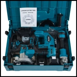 Набор аккумуляторных инструментов 4в1 Бесщеточный двигатель Лобзик, Циркулярная пила, УШМ, Шуруповерт 21V