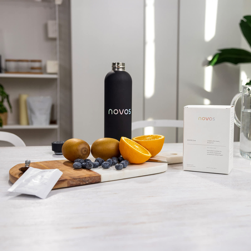 NOVOS, Novos Core, смесь для долголетия, для ежедневного приёма, апельсин, 30 пакетиков по 13 г (0,46 унции)