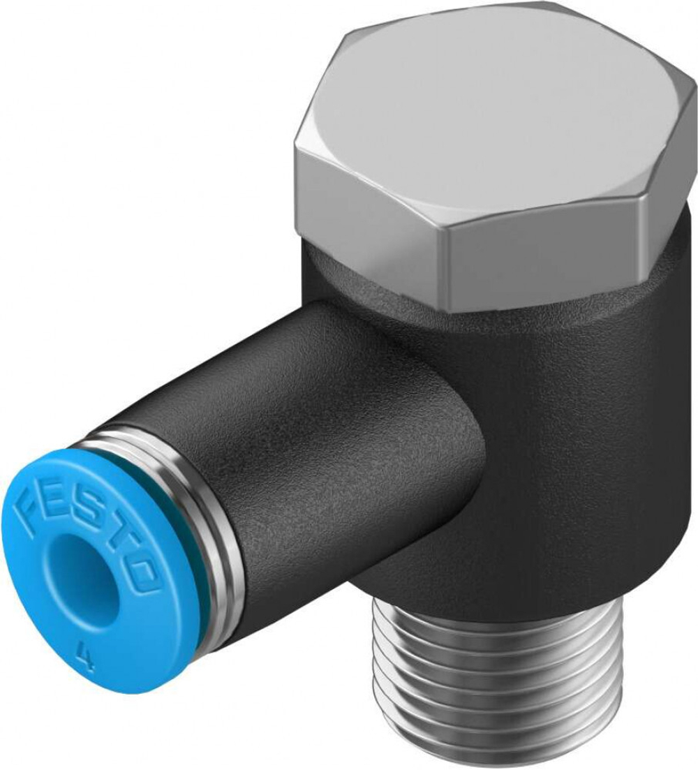 QSLV-1/8-4-100 Угловой штуцер с цанговым зажимом и резьбой