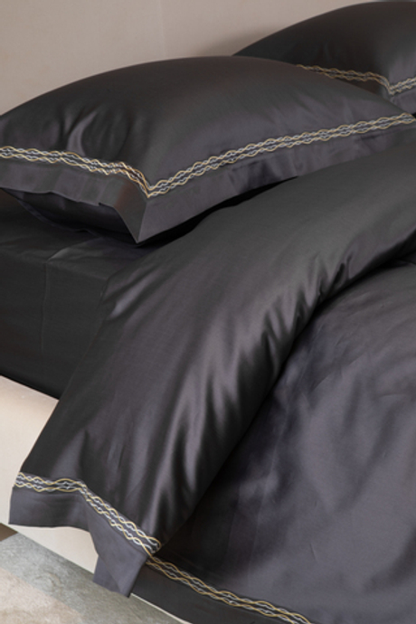 Постельное белье 2 спальное евро Сlaire Batiste Loire Diamante Grisaglia темно-серое