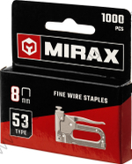 MIRAX тип 53 (A/10/JT21) 8 мм, 1000 шт, калибр 23GA, скобы для степлера (3153-08)