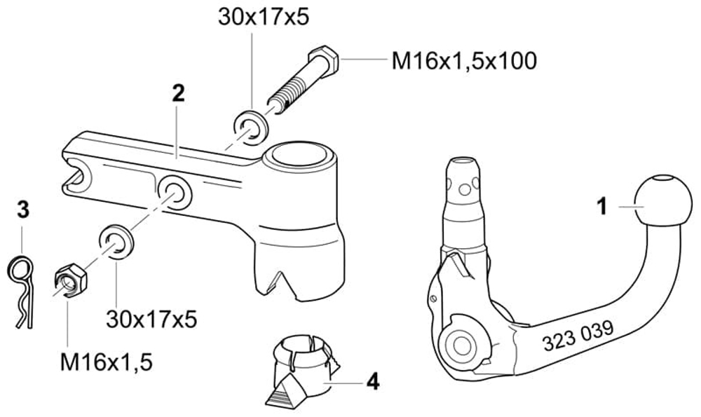 Крюк фаркопа WESTFALIA 323062600001 для LAND ROVER RANGE ROVER 02-12(паспорт и сертификат в комплекте)(без электрики)