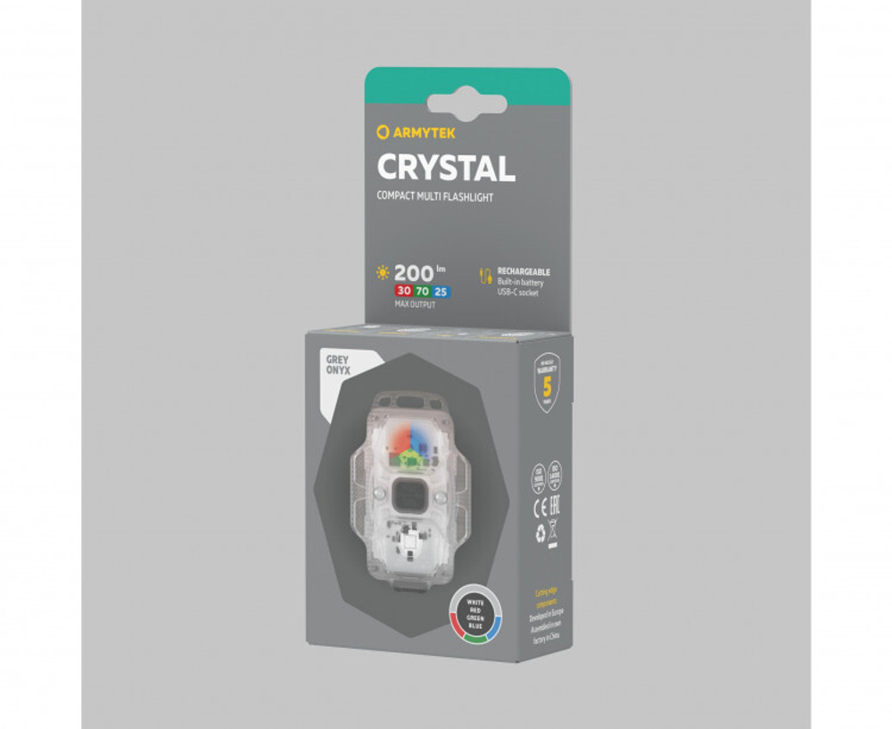 Фонарь Armytek Crystal USB-C Серый