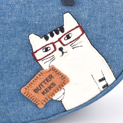 Сумка хобо через плечо NEKOMARUKE "BUTTER KEKS", джинсовый синий, 23-6513-3, KUSUGURU