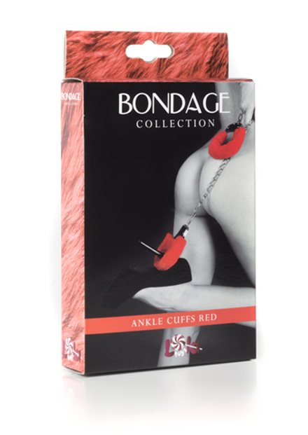 Меховые оковы на ноги BONDAGE красные 1020-02lola