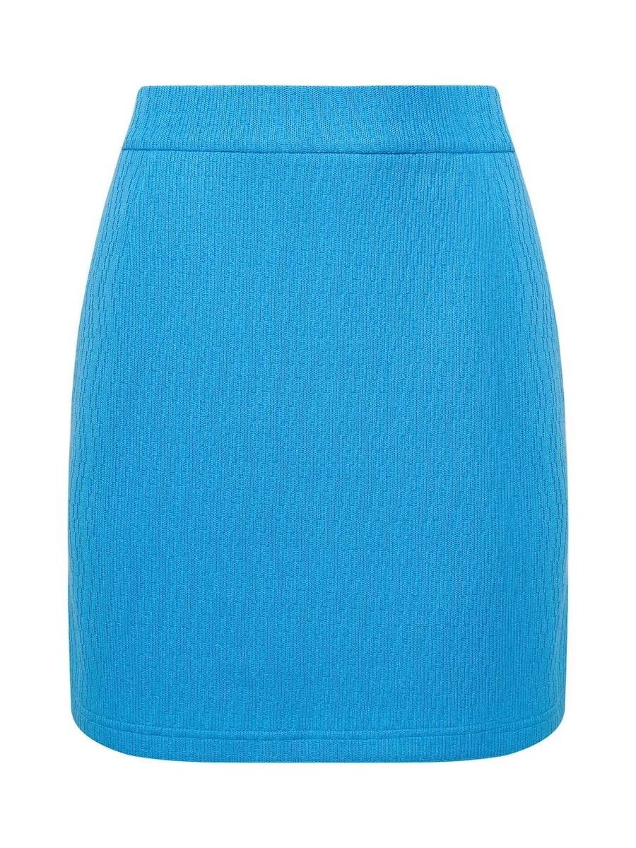 Юбка из фактурного трикотажа мини ярко голубая