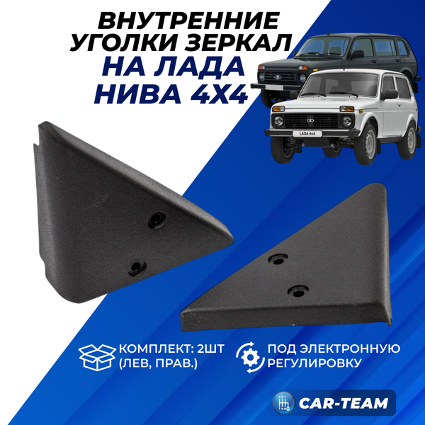Облицовки (уголки) зеркал Лада Нива 4х4 (2121, 21213, 21214, 2131, 2129) под электрическую регулировку
