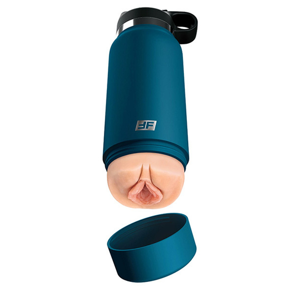 Телесный мастурбатор-вагина 23,8см в синей фляге PipeDream PDX Plus Fuck Flask Private Pleaser Stroker in Light RD62721
