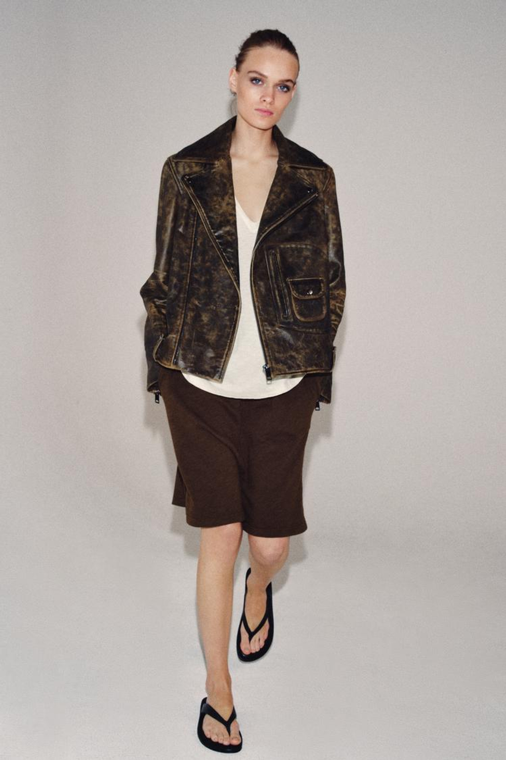 ZARA ДЛИННЫЕ ШОРТЫ ИЗ ХЛОПКА, ШОКОЛАДНЫЙ