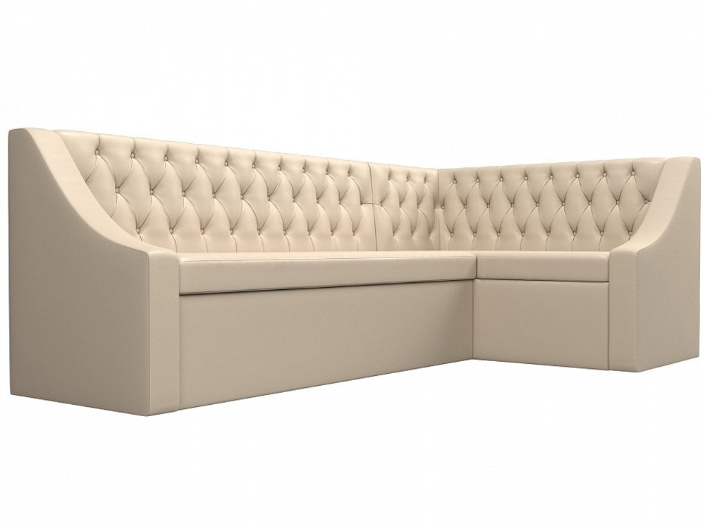 Диван кухонный угловой Мерлин правый угол, Бежевый, Экокожа, 100458