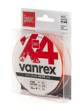 Леска плетёная Lucky John Vanrex х4 BRAID Fluo Orange 125 м, 0,10 мм