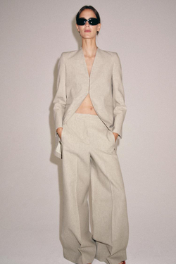ZARA БРЮКИ В ПОЛОСКУ — ZW COLLECTION, ПЕСОЧНЫЙ МЕЛАНЖ