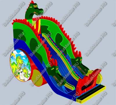 Коммерческий надувной батут-горка "Огненный дракон" 15*7*11 м