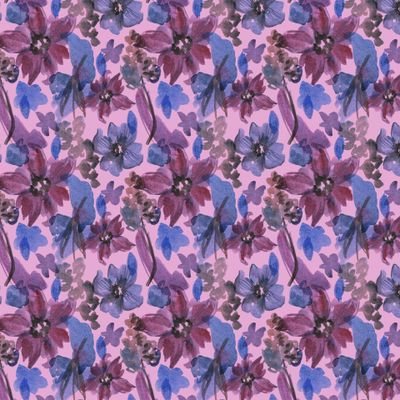 Фиолетовые цветы. Акварель