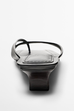 Massimo Dutti Кожаные сандалии на каблуке - STUDIO, черный