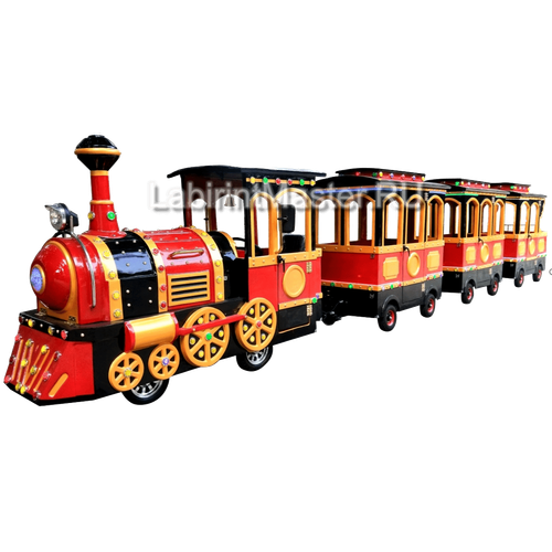 Безрельсовый паровозик «Полный Вперёд», 3 вагона, 12 мест — для ТРЦ, с электродвигателем