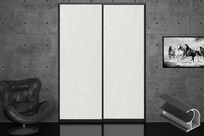 Дверь-купе 2650*600(700,800,900) мм, черный велюр, Белый премиум St19 EGGER