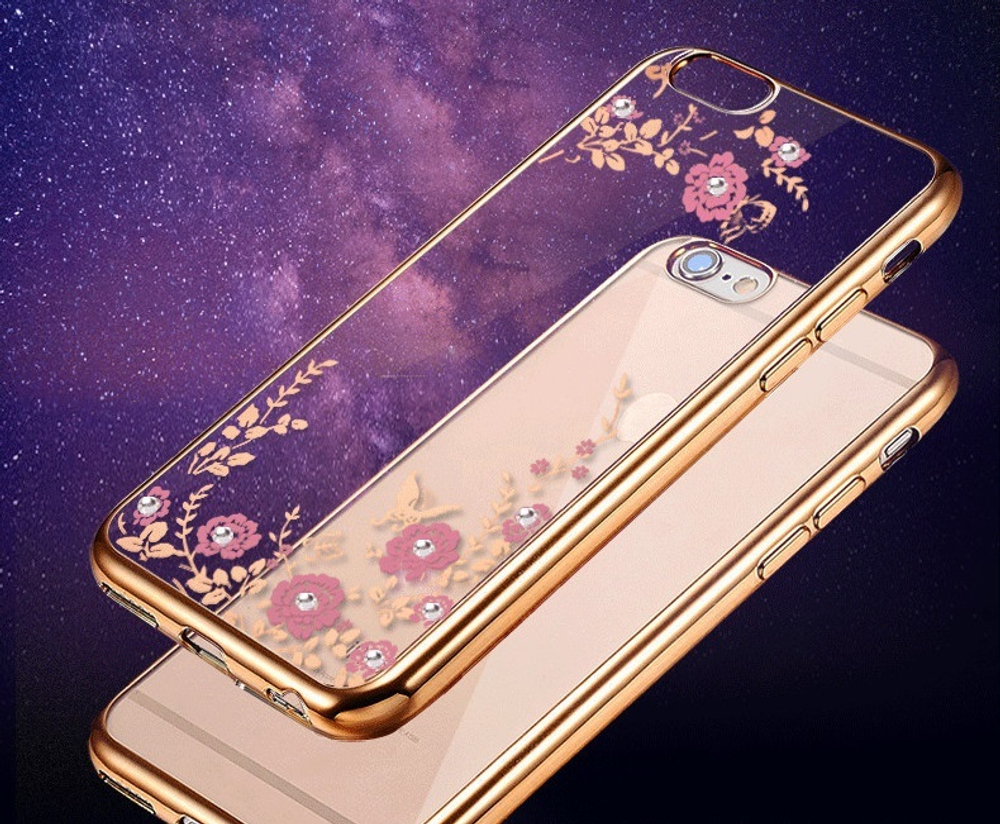 Чехол силиконовый с цветами для Iphone 6/6S
