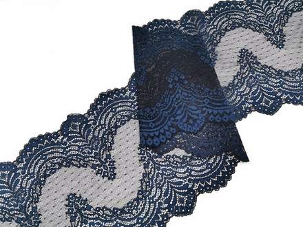 Эластичное кружево, ОПТ, 23 см, темно-синее с черным, (Арт: EK-2613), м