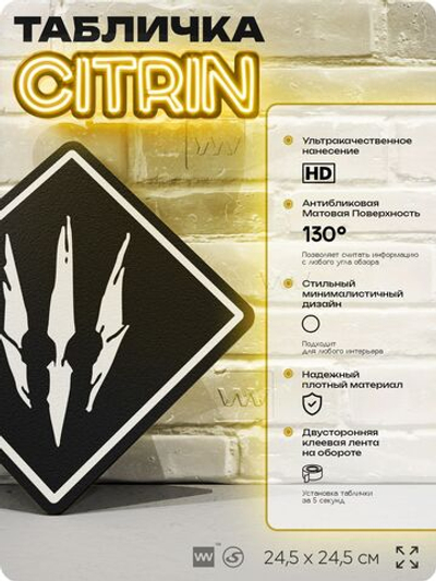 Табличка декоративная "Ведьмак 3, Дикая охота, Witcher 3" на дверь и стену, прикольная штука в подарок геймеру, декоративный знак, 24,5х24,5 см, Айдентика Технолоджи