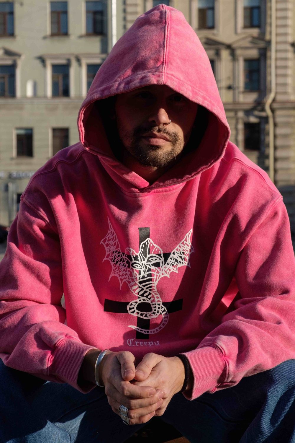 Худи Creepy Clothing Кобра розовый