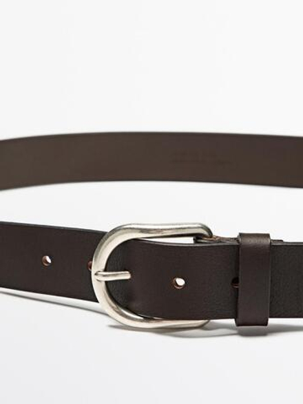 Massimo Dutti Ремень из кожи наппа, коричневый