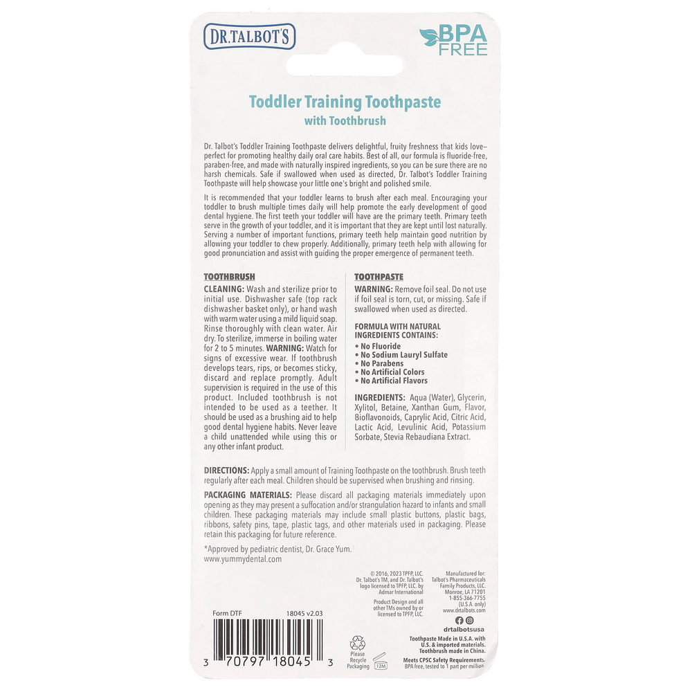 Dr. Talbot's, зубная паста и зубная щетка для тренировки малышей, от 6 мес., Tutti Frutti, набор из 2 предметов