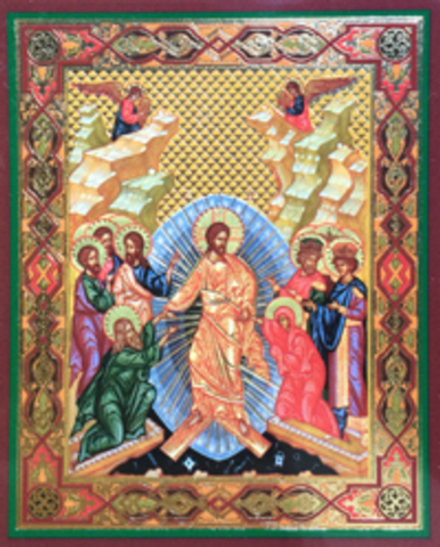 Икона на деревянной основе Воскресение Господне 8х6 с тиснением золотой фольгой, в упаковке (Е, С-П)