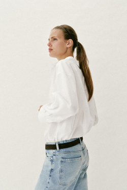 ZARA БАЗОВАЯ РУБАШКА ИЗ ПОПЛИНА, БЕЛЫЙ