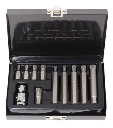 Набор бит SPLINE с битодержателем,11пр. 1/2''(L:30/75мм, M5,М6,М8,М10,M12)в пластиковом кейсе Forsage F-4112C