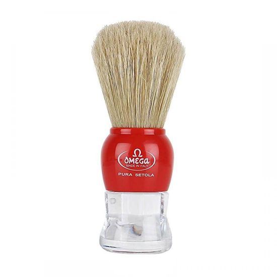 Помазок для бритья Omega, щетина кабана, красный, 100мм