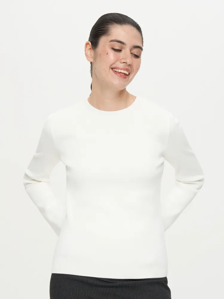 Белый укороченный лонгслив из вискозы