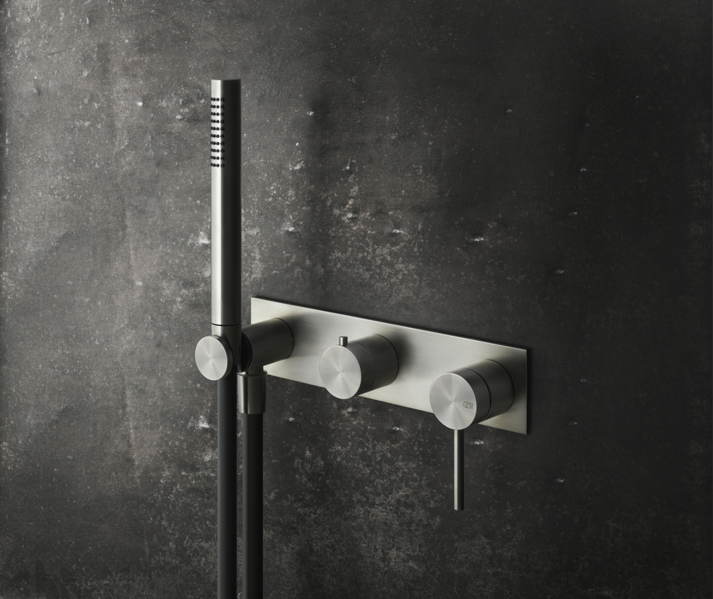 Смеситель для душа Gessi 316, встраиваемый, настенный, на 2 потребителя, цвет Brushed Brass PVD