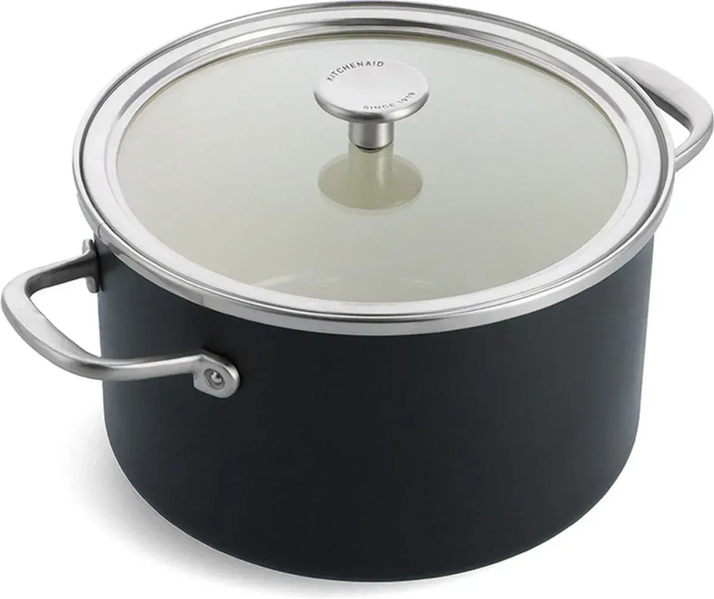 KitchenAid Кастрюля Steel Core Enamel 24 см 6 л с крышкой матовая черная
