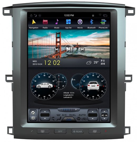 Магнитола для Toyota Land Cruiser 100, Lexus LX470 2002-2007 (любая комплектация) - Carmedia ZF-1301-Q6 вертикальный экран в стиле "Тесла" на Android 11, 8Гб+128Гб, CarPlay, 4G SIM-слот