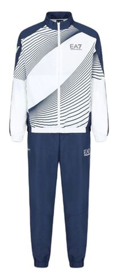 Мужской теннисный костюм EA7 Man Woven Tracksuit - white/navy blue