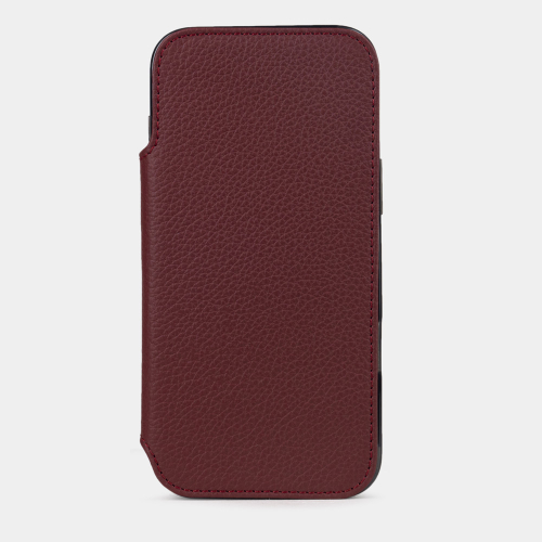 Чехол-книжка для iPhone 17 - кожа теленка, бордовый