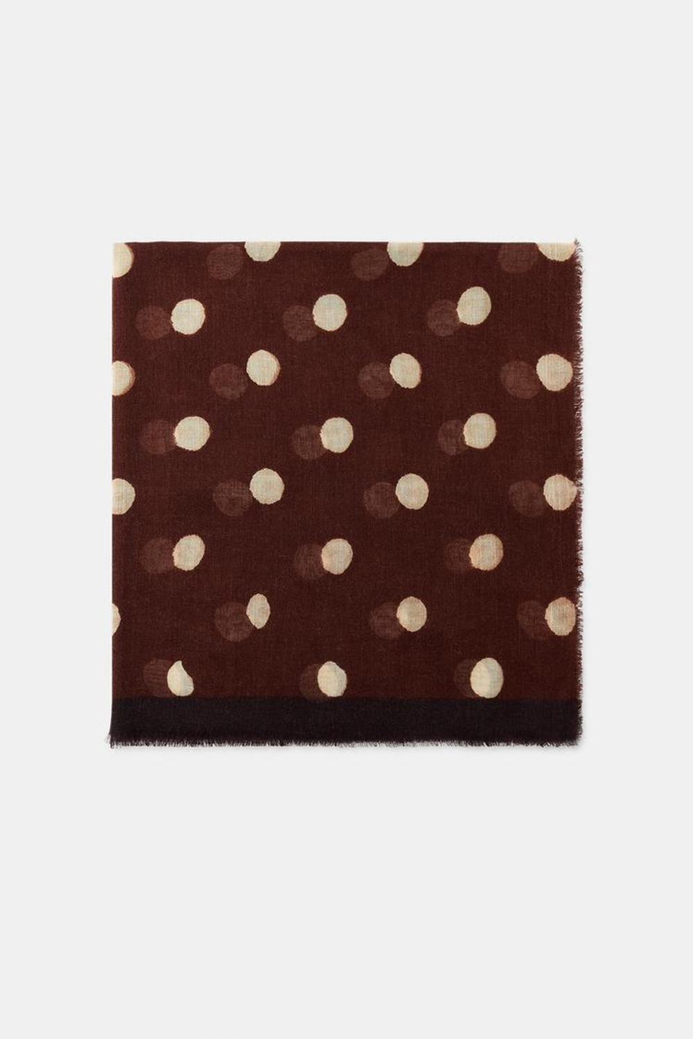 ZARA ШАРФ С ПРИНТОМ В ГОРОШЕК, КОРИЧНЕВЫЙ