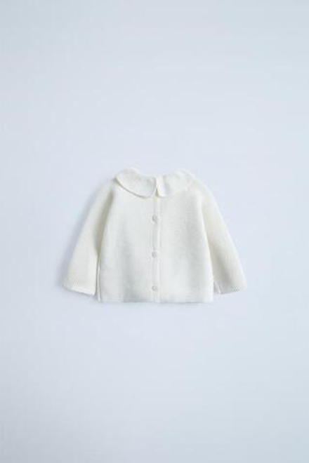 ZARA СВИТЕР С КРУГЛЫМ ВОРОТНИКОМ, СВЕТЛЫЙ ЭКРЮ