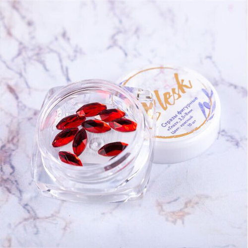 Blesk, Стразы фигурные "Глаз", цвет красный 3,5*8 мм (10 шт)