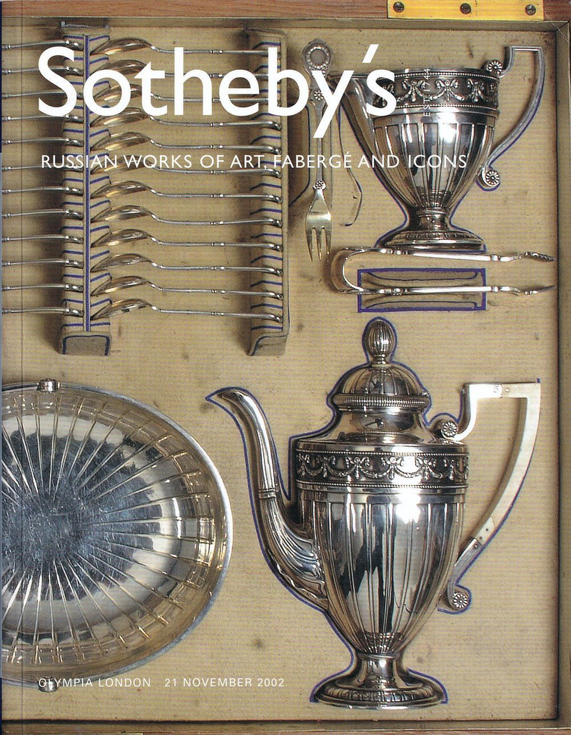 Каталог аукциона Sotheby's, Лондон, Русское декоративно-прикладное искусство, Фаберже и иконы от 21 ноября 2002 года