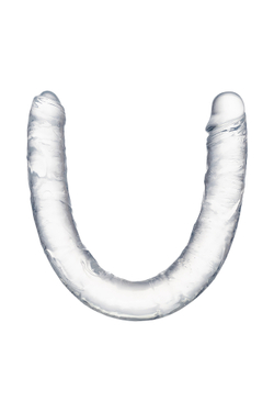Фаллоимитатор двусторонний TOYFA Basic Double Dildo, TPR, прозрачный, 40 см