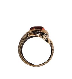 AM-2434 Кольцо «Дельфин капля» (латунь, янтарь)