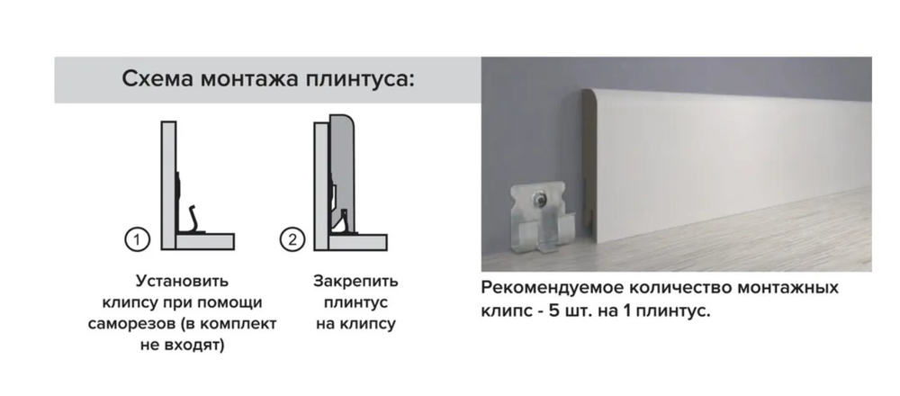 Клипса монтажная для плинтуса МДФ Лука 50 шт в упаковке