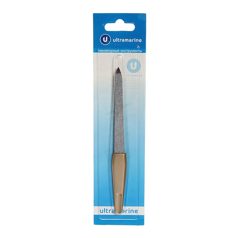 Пилка для ногтей металлическая на блистере «Ultramarine», цвет ручки золото, цвет пилки серебро,15,5см.