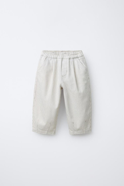 ZARA БРЮКИ BAGGY В ПОЛОСКУ, ЭКРЮ